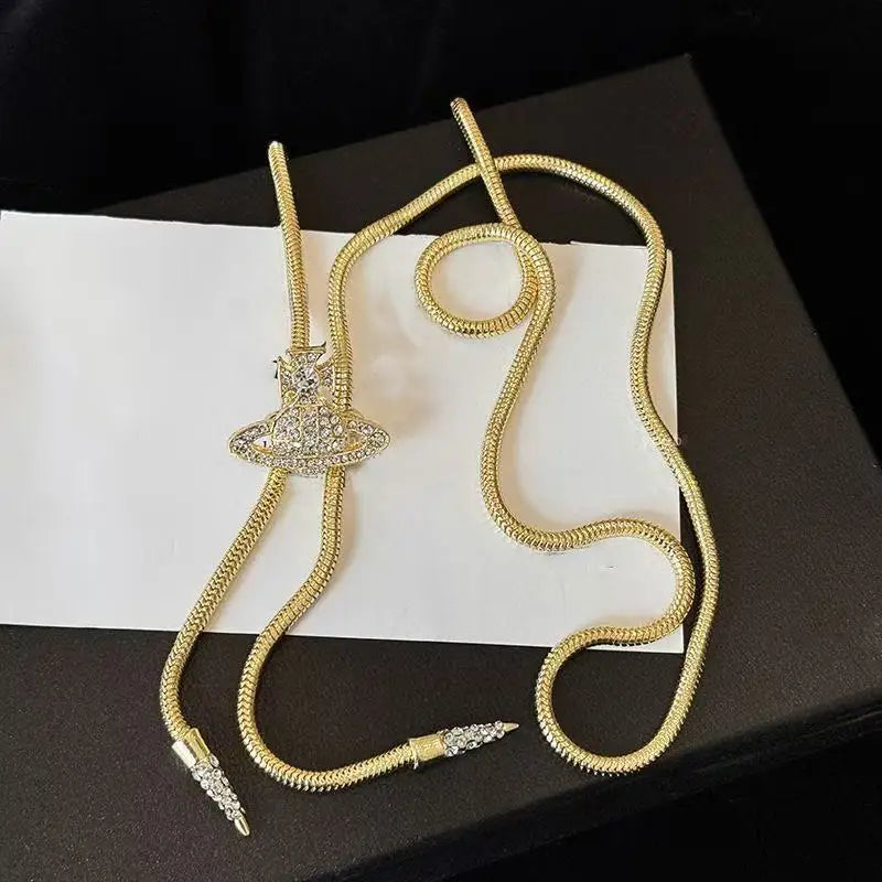 Diamond Saturn Adjustable Necklace