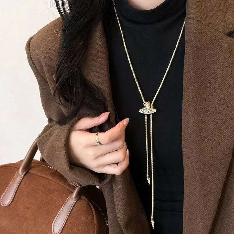 Diamond Saturn Adjustable Necklace