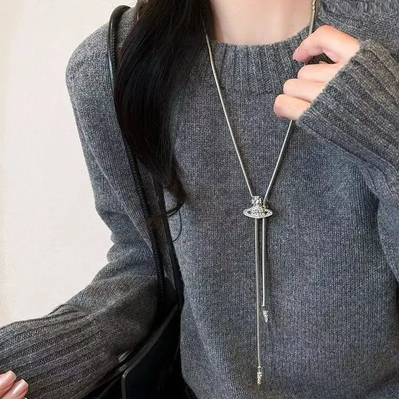 Diamond Saturn Adjustable Necklace