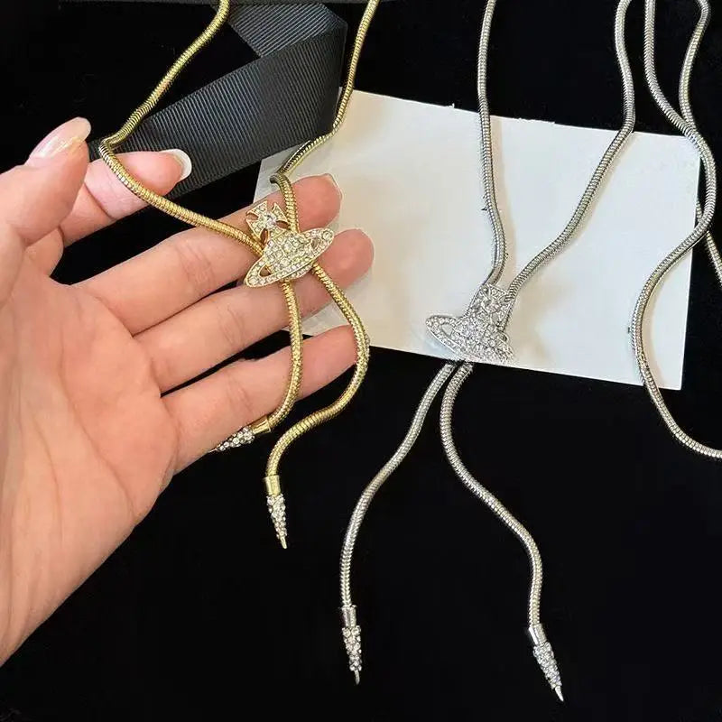 Diamond Saturn Adjustable Necklace